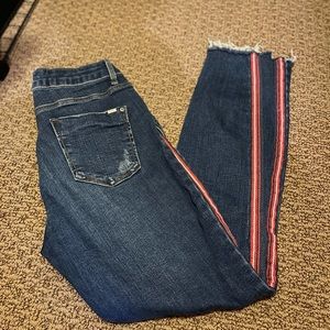 Zara mid-rise red stripe skinny jeans size US6